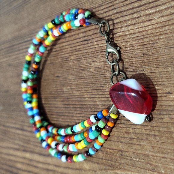 Ladies Multi-Strand Beaded Bracelet, Mixed Colors, Handmade Ladies Bracelet - Picture 1 of 6